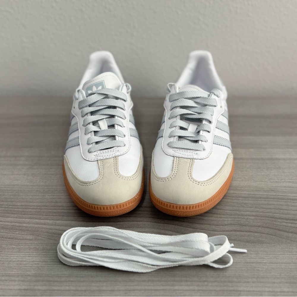 Adidas Samba White and Halo Blue (Gray) Sneakers